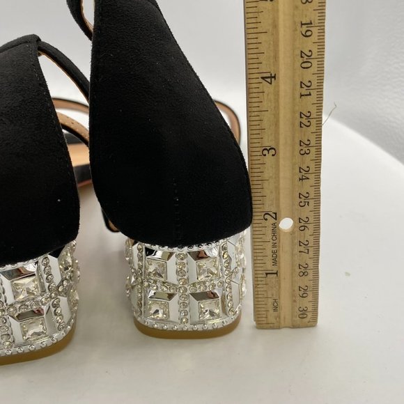 XYD black open toe chunky sandals ankle strap heels pumps - Picture 5 of 7